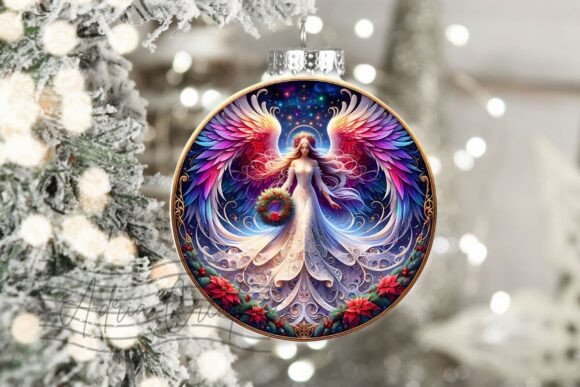 3D Angel Christmas Round Sublimation Png for Crafts