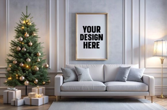 Christmas Poster Frame Mockup Photo JPG for Frames Amp