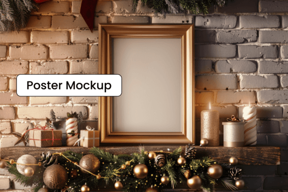 Christmas Poster Mockup Vertical Print for Frames Amp