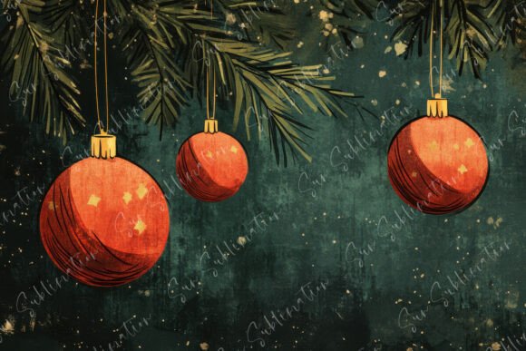 Festive Red Christmas Ornaments Hang for Backgrounds