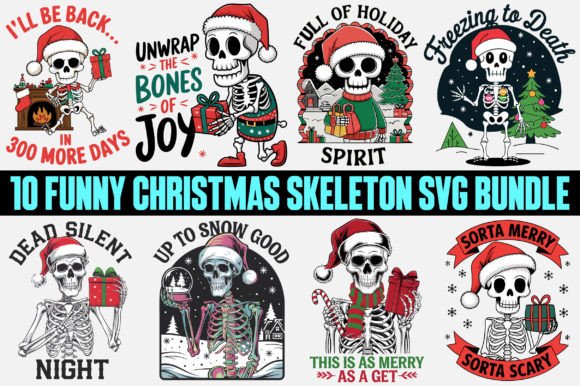 Funny Christmas Skeleton SVG Bundle for Crafts & Design