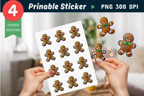 Gingerbread Stickers, Christmas Stickers for Crafts