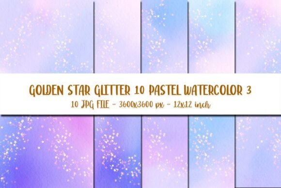 Gold Star Glitter 10 Pastel Watercolor 3 Backgrounds Review