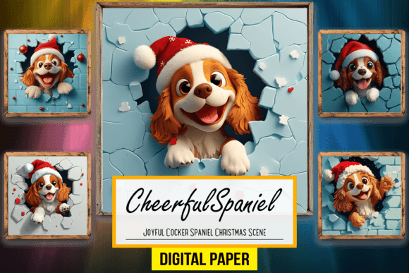 Joyful Cocker Spaniel Christmas Scene Backgrounds