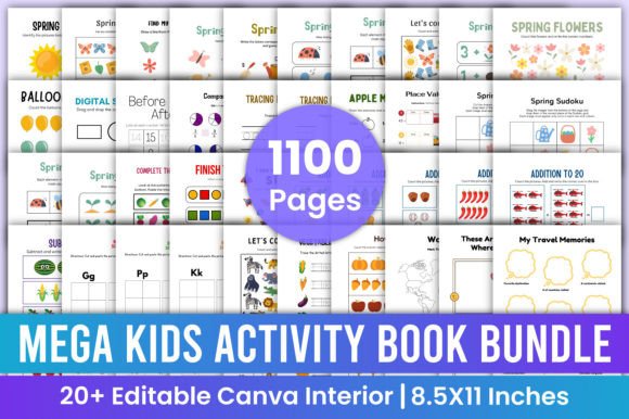 Mega Kids Activity Book Bundle Canva Kdp for Classroom Resources