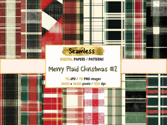 Merry Plaid Christmas 2 Digital Papers for Patterns