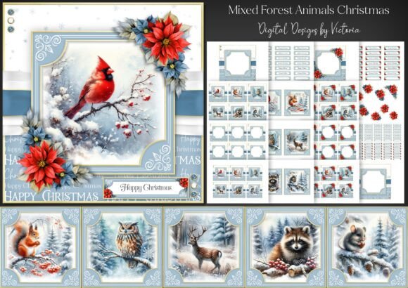 Mixed Forest Animals Christmas for Crafts & Design