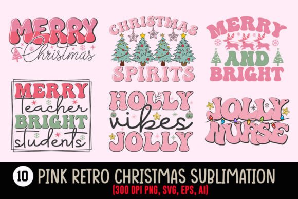 Pink Retro Christmas Sublimation Bundle: T-Shirt Designs Review