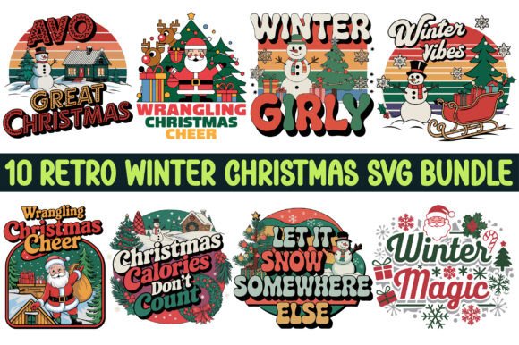 Retro Winter Christmas SVG Bundle for Crafts and Branding