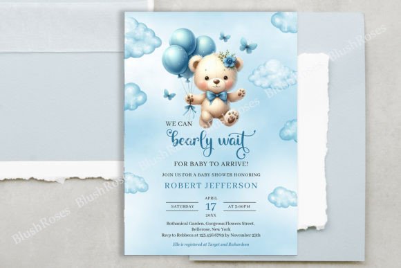 Teddy Bear with Blue Balloons Baby Invit: A Print Templates Review