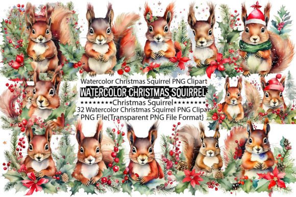 Watercolor Christmas Squirrel PNG Bundle: A Review for Print Templates